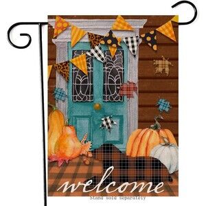 Welcome Home Decorative Fall Pumpkin Garden Flag, Autumn Decoration 12"x18"